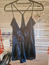 Ladies Lingerie, Night Wear Black Silk, Size 6-8. Xs