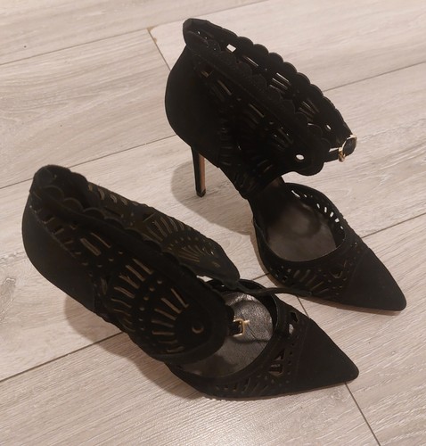 Reiss black suede laser cut - black,