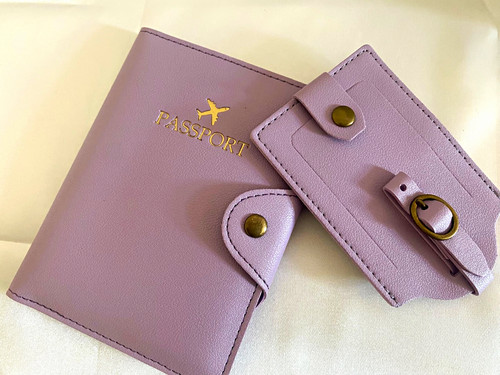 Purple faux leather passport - purple,