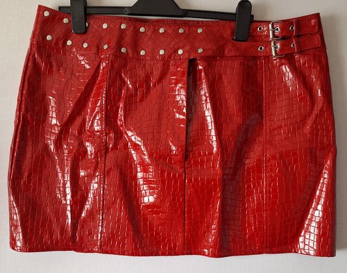Pvc mini skirt studded red - mini,