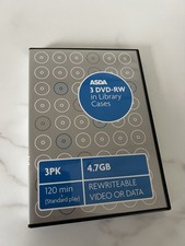 Asda DVD RW Library Case Brand New Blank Disc 4.7GB 120 Min Rewritable Video