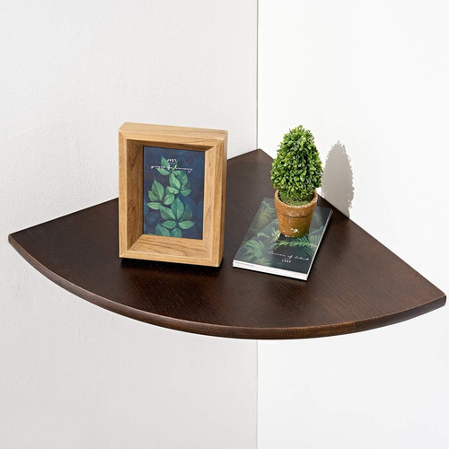 Walnut floating corner shelf - floating,