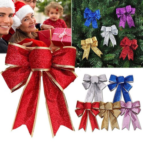 Giltering christmas tree bows - giltering,
