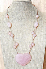 LOLA ROSE Vintage Rose Quartz Heart Pendant Slider Necklace