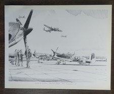 1987 Robert Taylor Aviation Sketch Art Battle Of Britain RAF Print Book Plate 