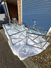 Charles Jacobs Clear Glass Coffee Table - Mirrored Chrome Legs for Living Room