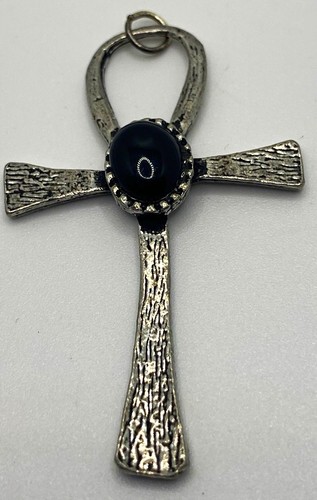 Silver tone ankh cross charm - silver,