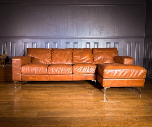 Leather seater corner sofa - seater, 4