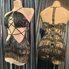 Black Sequins Tassel Dress