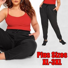 Women Joggers Tracksuit Bottoms Plus Size Pockets Cuffed Lounge Sports XL-3XL UK