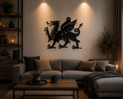 Welsh dragon metal sign - "welsh,