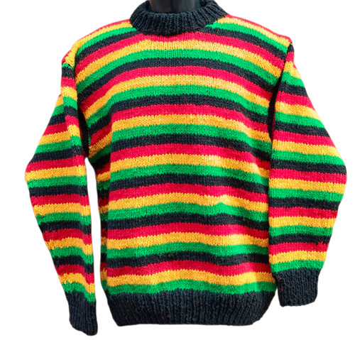 Knitted rasta colour jumper - colour,