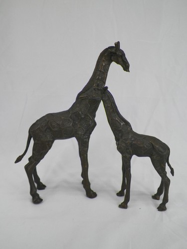 Metal giraffe with baby - metal,