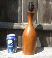 Vintage Turned Wood High Sheen Round Teak Bottle Table/Bedside Lamp Base Danish?