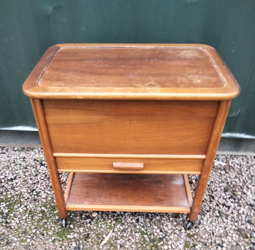 Vintage teak sewing trolley