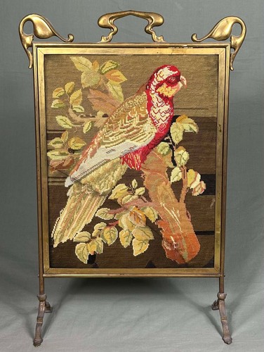 Antique art nouveau brass fire - antique,