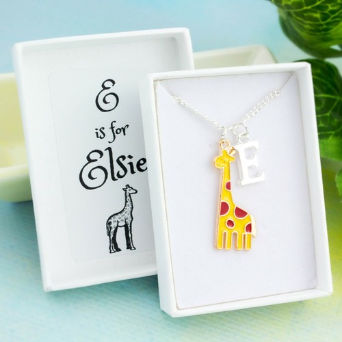 Giraffe necklace personalised - giraffe, necklace,