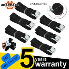 6 x Heavy Duty Ratchet Tie Down Straps Car Roof Rack Belts Quick Release 2.5M