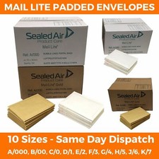 MAIL LITE LITES WHITE GOLD PADDED BUBBLE ENVELOPES / BAGS ALL SIZES POST MAILER