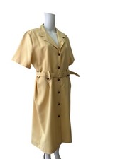 Amari Shirt Dress Size L Womens EU44 VintageYellow Belted Button Up Collared *