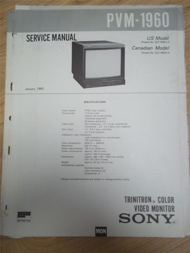 Sony service manual pvm 1960 - service, manual~pvm-1960