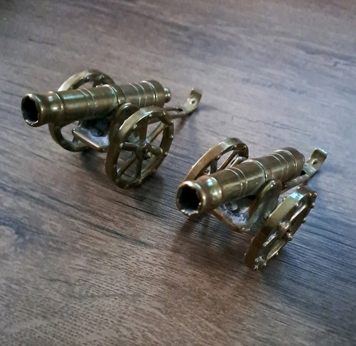 Vintage brass pair cannons - vintage,