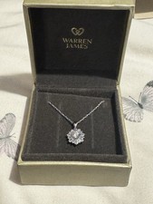 Warren James Silver Baguette Cubic Zirconia Necklace Brand New In Box