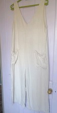 F&F Linen Rich Wide Leg Jumpsuit Playsuit With Front Pockets Size 14 , Natural 