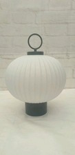 Kelly Hoppen Indoor Outdoor Glass Lantern White Black Ribbed Ball Hanging Hook