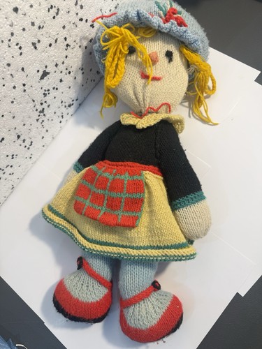 Vintage hand knitted rag doll - vintage,