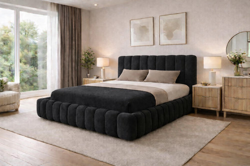 King upholstered ottoman bed - ottoman,
