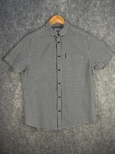 Ben ShermanOriginal Gingham Black Medium Short Sleeve Shirt Retro Mod Casual