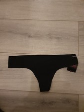 BNWT Vintage La Senza Black No VPL Thong Panties Size 12-14