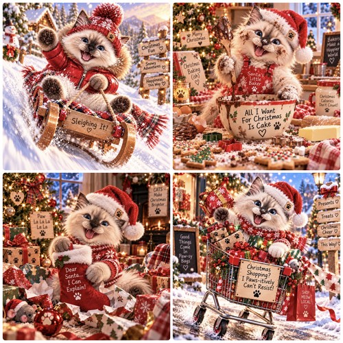 Christmas ragdoll cat coasters - ragdoll,