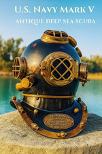 Antique Style US Navy Mark V Brass Diving Helmet Deep Sea Scuba Diver Replica