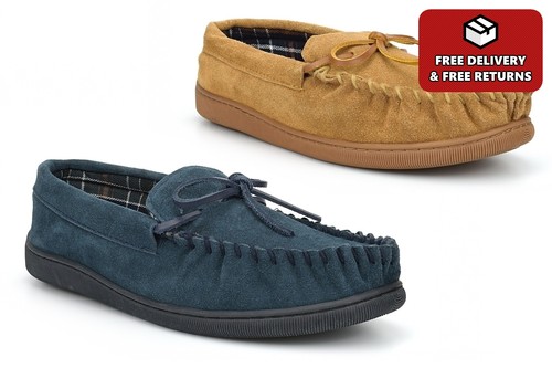 Mens suede slippers - suede, moccasin