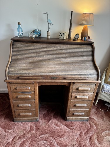 Antique edwardian oak - edwardian, rolltop