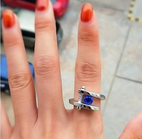 Silver abstract art - deco, ring