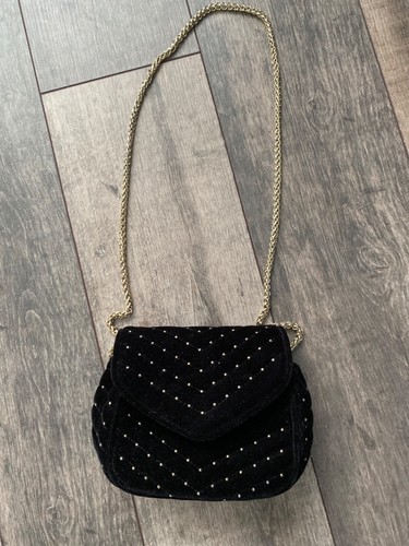 Topshop black velvet gold stud