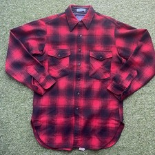 Vintage 70s Pendleton Outdoors Man Shirt Wool Flannel Mens M Buffalo Plaid USA