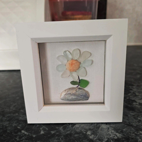 Seaglass flower framed - seaglass,