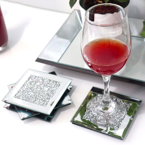 Glass mirrored coaster - glass,