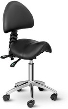 Physa Salon Adjustable Saddle Chair with Back Support Faux Leather Black