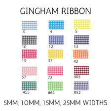 Berisfords Gingham Small Check Ribbon in 5mm 10mm 15mm and 25mm widths