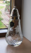 Signed Stuart Crystal Cascade Fuchsia Sugar Sifter with Silver Plated Lid 14.5cm