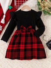 Girls Red & Black Tartan Dress – Christmas Party Outfit – Size 2–3 Years