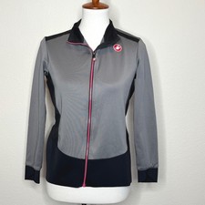 CASTRELLI Cycling Bike Womens Full Zip Jacket LG Gray Black Back Pocket