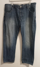 RJR John Rocha Jeans Mens W40 L30 Blue Button Fly Straight Denim