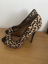 Aldo Size 5 Leopard Print Shoes And Matching Clutch Bag 