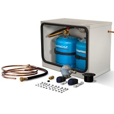 DOUBLE 904/907 CAMPING GAZ STEEL GAS LOCKER KIT - BULKHEAD REGULATOR (GREY)